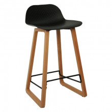 Барный стул из пластика, деревянные ножки 460x470x865 мм, черный
